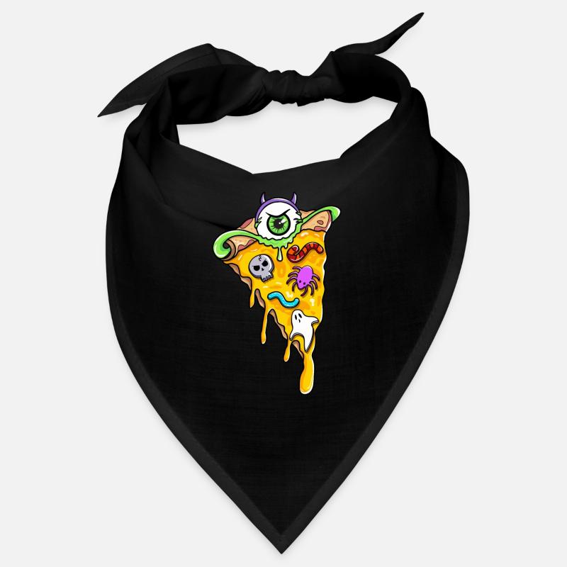 Creepy Horror Pizza Tranches Skull Spider Bandana
