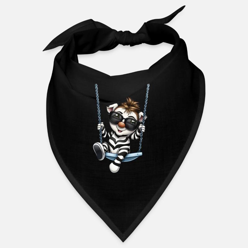 Süßes Zebra beim Schaukeln im Comicstil Bandana