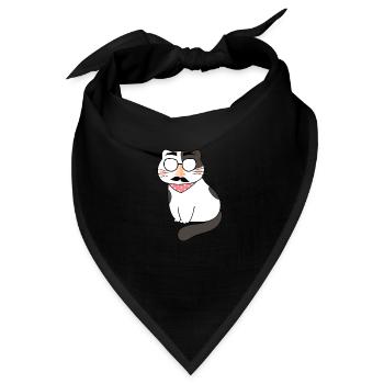 lustiges Katzengesicht mit funky Brille - Bandana - Schwarz - Vorne