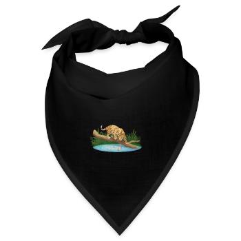 Leopard jagt im Wasser - Bandana - Schwarz - Vorne