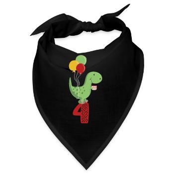 Vierter Geburtstag Junge T Rex Dinosaurier - Bandana - Schwarz - Vorne