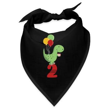 Zweiter Geburtstag Junge T Rex Dinosaurier - Bandana - Schwarz - Vorne