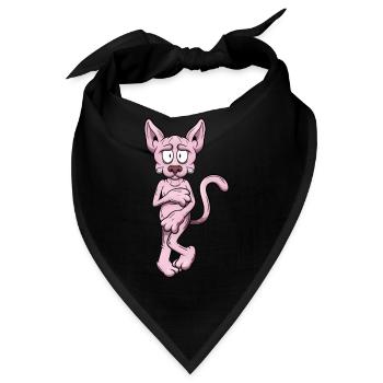 Nackte Sphynx Katze - Bandana - Schwarz - Vorne
