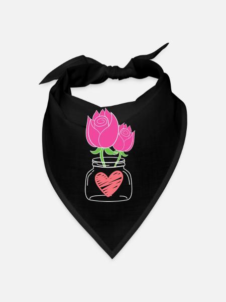 Étreindre des roses en pot Mason imprimer - Bandana - noir