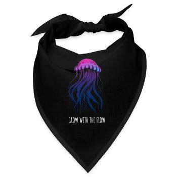 Glow With The Flow, Qualle mit Tentakeln, Spruch - Bandana - Schwarz - Vorne