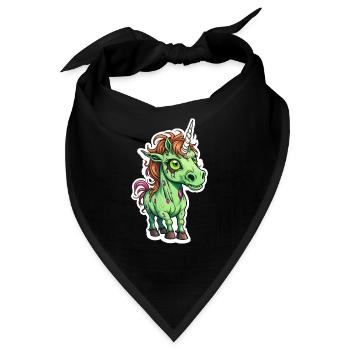 Zombie Einhorn Illustration - Bandana - Schwarz - Vorne