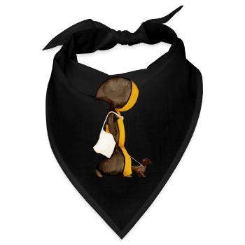 Münchner Kindl mit Jutebeutel und Dackel - Bandana - Schwarz - Vorne