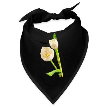 Wasserfarben Blumen Frühling Frühlingsanfang Tulpe - Bandana - Schwarz - Vorne