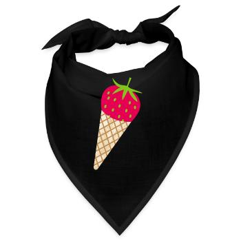 Erdbeere Eis Erdbeerzeit süß lecker Obst Früchte - Bandana - Schwarz - Vorne