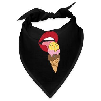Rote Lippen die Eis schlecken Eiscreme - Bandana - Schwarz - Vorne