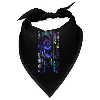 Reaper Neon-Holografieschädel – Halloween - Bandana - Schwarz - Vorne