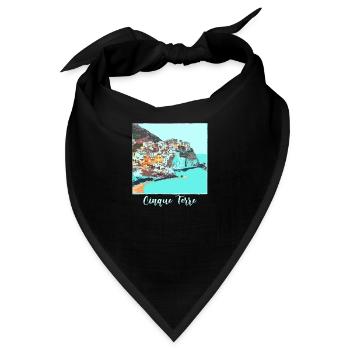 cinque terre ,blau,postkarte, aquarell, italien - Bandana - Schwarz - Vorne