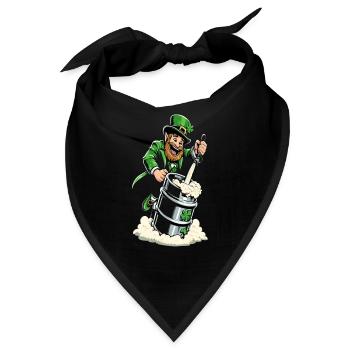 Leprechaun (Irischer Kobold) zapft Bier - Bandana - Schwarz - Vorne