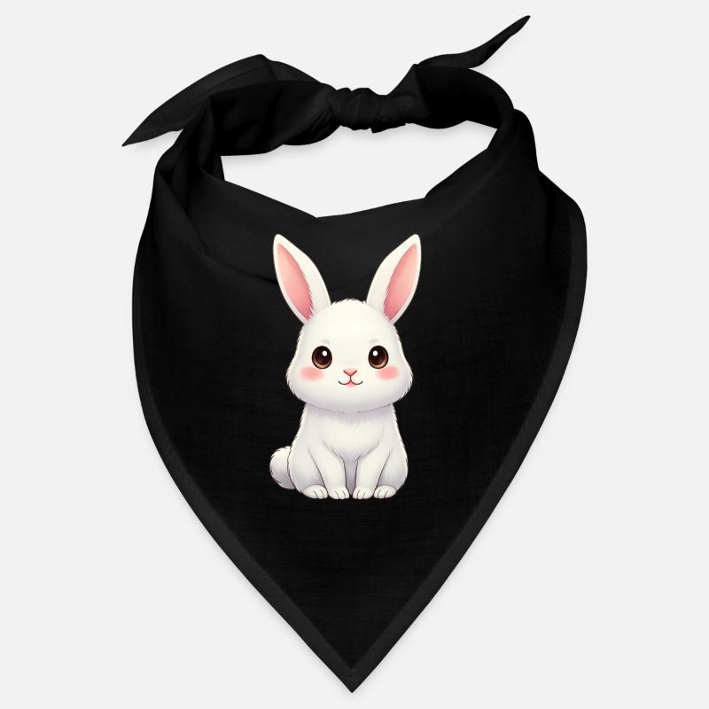 Weißer Hase mit rosa Ohren Bandana