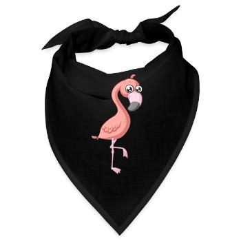 Süßer Comic Flamingo - Bandana - Schwarz - Vorne