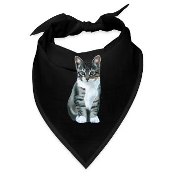 graue Katze - Bandana - Schwarz - Vorne