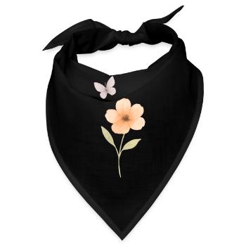 Wasserfarben Blüte und Schmetterling - Bandana - Schwarz - Vorne