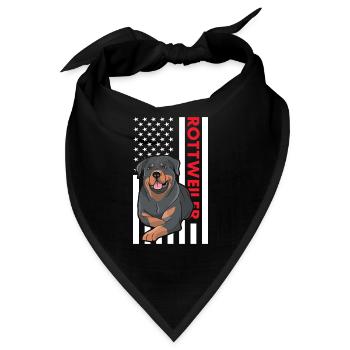 Rottweiler Us Flag - Bandana - Schwarz - Vorne