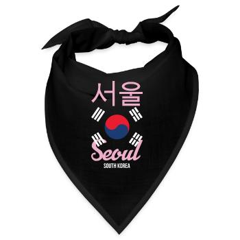 Seoul Korea Südkorea Koreanisch Stadt K-Pop Spruch - Bandana - Schwarz - Vorne