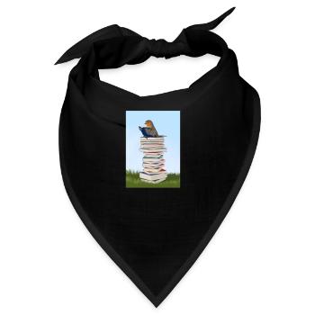 Rotkehlchen liest Bücher Vogelfreund Singvogel - Bandana - Schwarz - Vorne