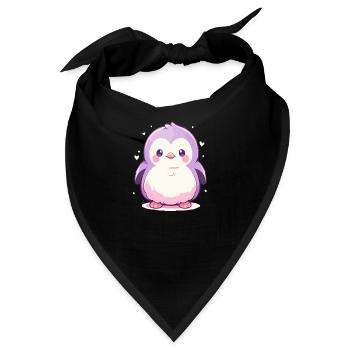 Süßer Chibi Pinguin - Niedliches Cartoon-Design - Bandana - Schwarz - Vorne