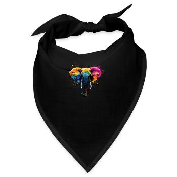Bunt Künstlerisch Elefant Big Five Wildtiere - Bandana - Schwarz - Vorne