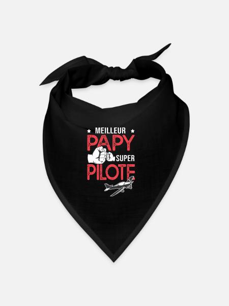 Cadeau papy meilleur papi pilote avion - Bandana - noir - Devant