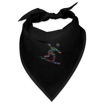 Skigebiete, Wortwolke, Snowboard - Bandana - Schwarz - Vorne