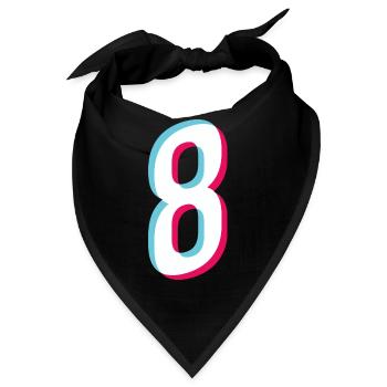 8 - NUMMER 8 - Zahl 8 Trikotnummer - Bandana - Schwarz - Vorne