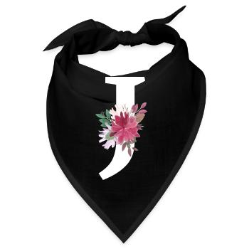 Buchstabe j blumig - Bandana - Schwarz - Vorne
