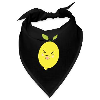 Kawaii Zitrone Kawaii Früchte Kawaii Kinder Design - Bandana - Schwarz - Vorne