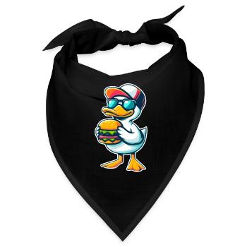 Cooler Erpel Hamburger Cheeseburger Fast Food - Bandana - Schwarz - Vorne