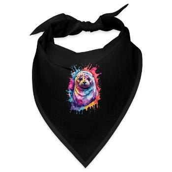 Siegel coole Meereskreatur in buntem und coolem Design - Bandana - Schwarz - Vorne