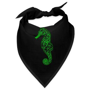 Grünes geometrisches Seepferdchen - Bandana - Schwarz - Vorne