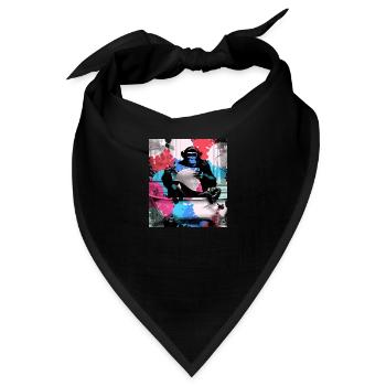 Affe, Graffiti, Badezimmer, Bad, Malerei, bunt - Bandana - Schwarz - Vorne