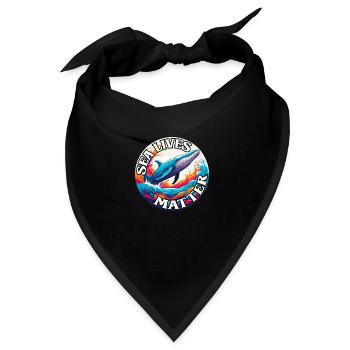 Schützt das Leben im Meer Blauwal im Farbkreis - Bandana - Schwarz - Vorne
