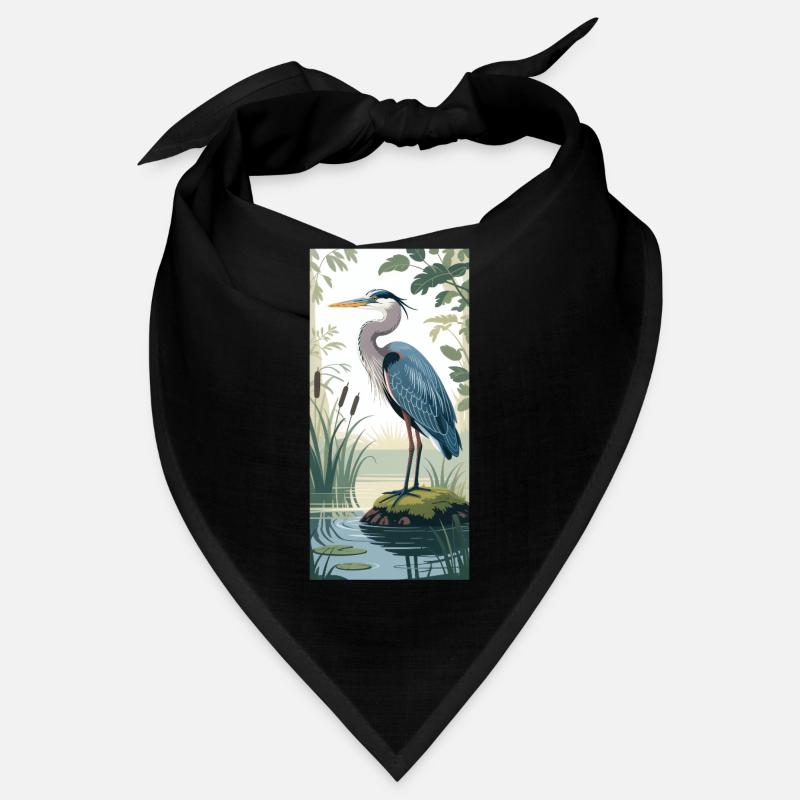 Junger Graureiher im Naturdesign Bandana