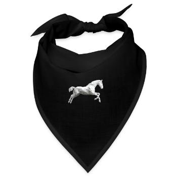 Weisses Pferd Low Poly Logo Art Design Schimmel - Bandana - Schwarz - Vorne
