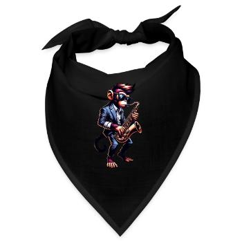 Cooler Affe Saxofon Jazz Musik Schimpanse - Bandana - Schwarz - Vorne