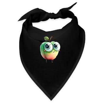 Süßer Apfel Charakter mit Kulleraugen - Bandana - Schwarz - Vorne