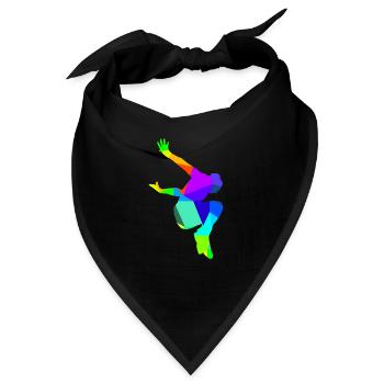 Bunter Regenbogen Parkourläufer im Backflip Sport - Bandana - Schwarz - Vorne