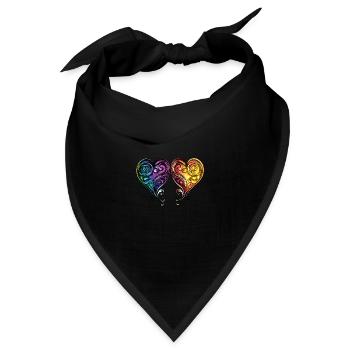 Herzen Ornament Floral - Bandana - Schwarz - Vorne