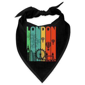 Weinlese Retro London. Besuch England.Londoner Geschenke - Bandana - Schwarz - Vorne