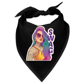 Swag Mädchen mit Piercing und Tattoo. - Bandana - Schwarz - Vorne