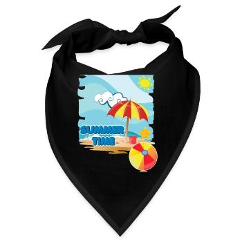 Sommerzeit am Strand mit Sonnenschirm im Urlaub - Bandana - Schwarz - Vorne