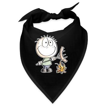 Lustiges Wurst Grillen Strichmännchen - Bandana - Schwarz - Vorne