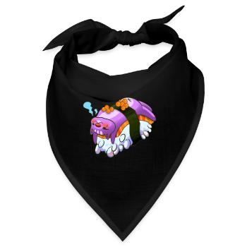 Kawaii Maki Sushi Japanisch Lustige Katze - Bandana - Schwarz - Vorne