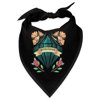 Kostbarer Floral Edelstein - Bandana - Schwarz - Vorne