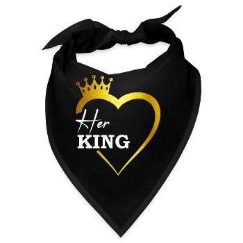 Her King gold King Queen Pärchenoutfit - Bandana - Schwarz - Vorne