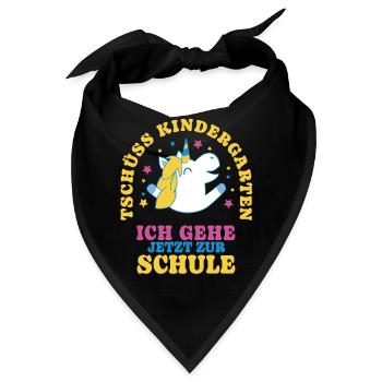 Einschulung Einhorn Tschüss Kindergarten - Bandana - Schwarz - Vorne